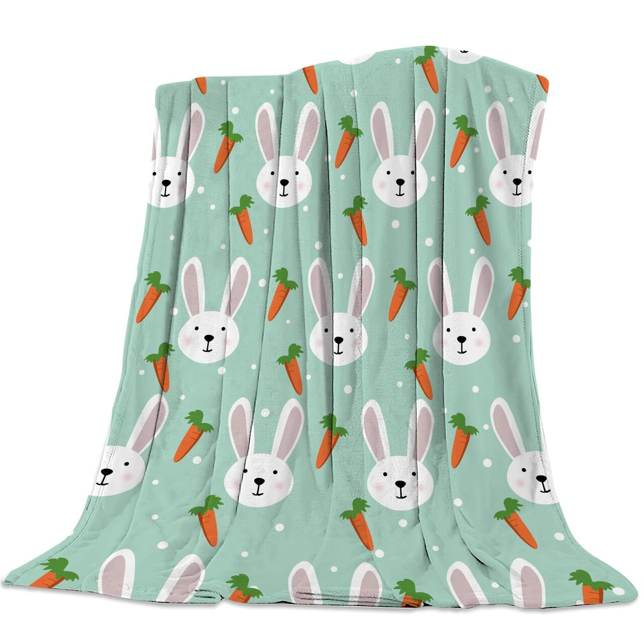 Easter Day Rabbit and Carrot Pattern Throw Blanket Soft Warm Cozy Lightweight Decorative Blanket for Couch, Bed, Sofa, Travel 40x50 inch